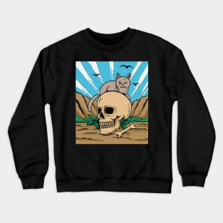 Design cat skull funny Crewneck Sweatshirt